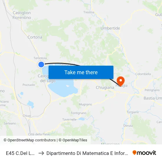 E45 Lake to Department of Mathematics and Computer Science map