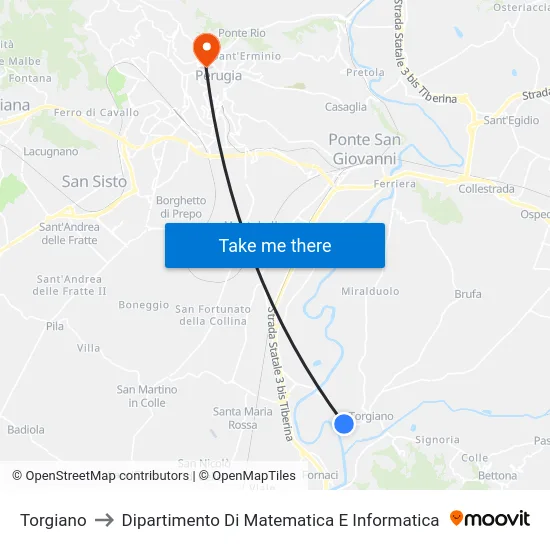 Torgiano to Dipartimento Di Matematica E Informatica map