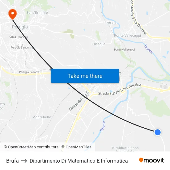 Brufa to Dipartimento Di Matematica E Informatica map
