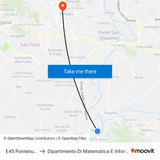 E45 Pontenuovo to Dipartimento Di Matematica E Informatica map