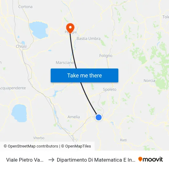 Pietro Vannucci Avenue to Department of Mathematics and Computer Science map