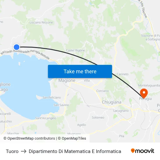 Tuoro to Department of Mathematics and Computer Science map