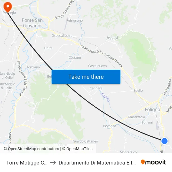 Torre Matigge C.Com. to Dipartimento Di Matematica E Informatica map