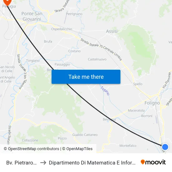 Pietrarossa Junction to Department of Mathematics and Computer Science map