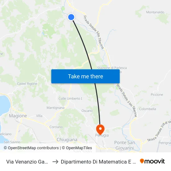Via Venanzio Gabriotti 4 to Dipartimento Di Matematica E Informatica map