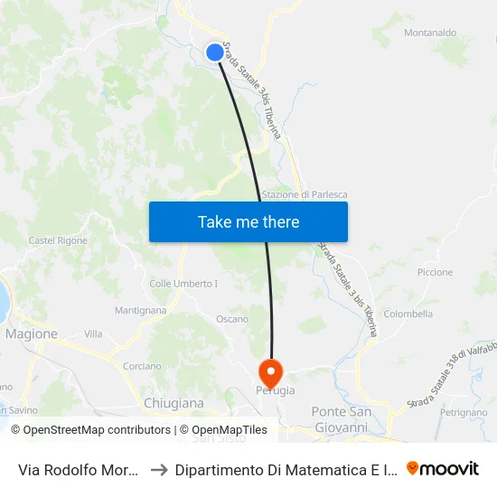 Via Rodolfo Morandi 14 to Dipartimento Di Matematica E Informatica map