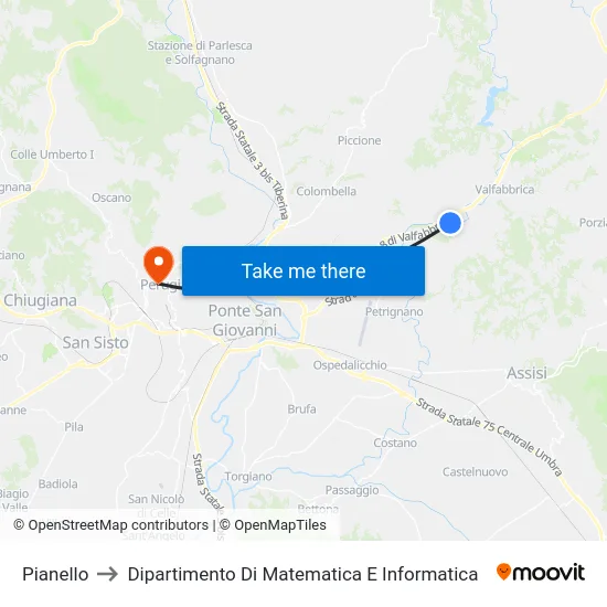 Pianello to Dipartimento Di Matematica E Informatica map