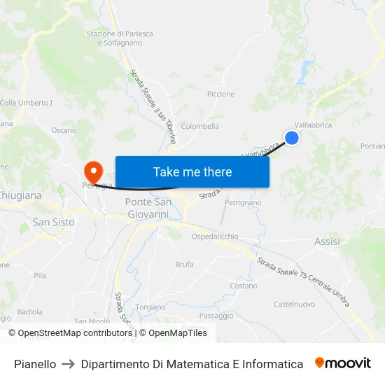 Pianello to Dipartimento Di Matematica E Informatica map