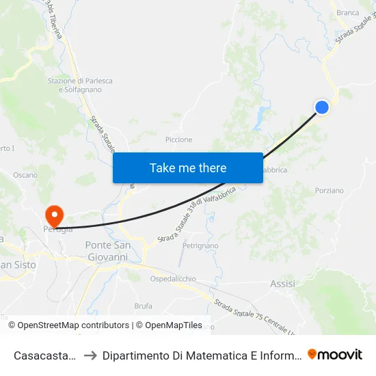 Casacastalda to Dipartimento Di Matematica E Informatica map