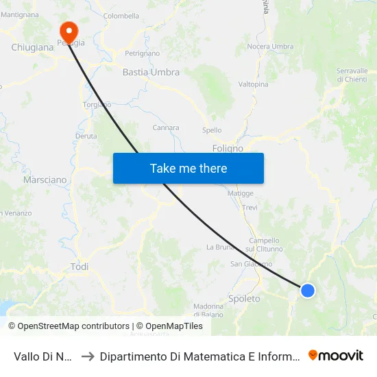 Vallo Di Nera to Dipartimento Di Matematica E Informatica map