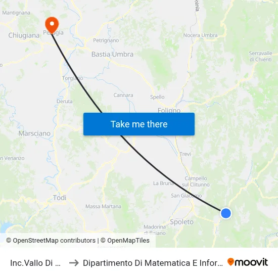 Vallo Di Nera Junction to Department of Mathematics and Computer Science map