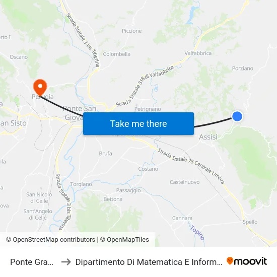 Ponte Grande to Dipartimento Di Matematica E Informatica map