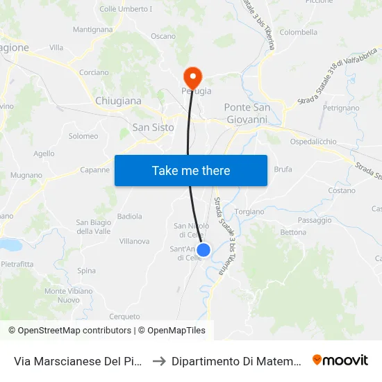 Marscianese Del Piano Road in Sant'Angelo to Department of Mathematics and Computer Science map