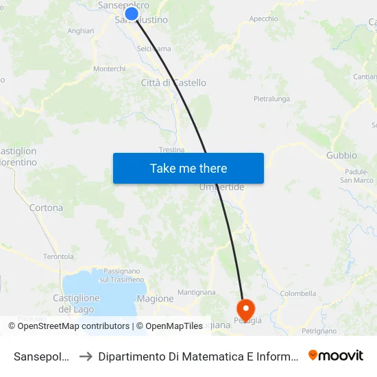 Sansepolcro to Dipartimento Di Matematica E Informatica map
