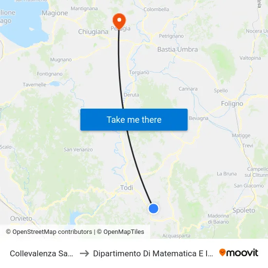 Collevalenza Santuario to Dipartimento Di Matematica E Informatica map