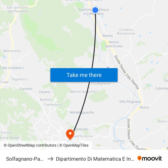 Solfagnano-Parlesca to Dipartimento Di Matematica E Informatica map