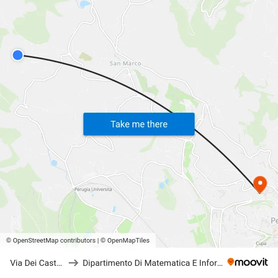 Via Dei Castagni to Dipartimento Di Matematica E Informatica map