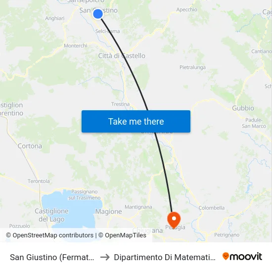 San Giustino (Fermata A Richiesta) to Dipartimento Di Matematica E Informatica map