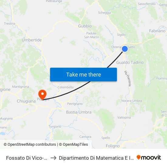 Fossato Di Vico-Gubbio to Dipartimento Di Matematica E Informatica map