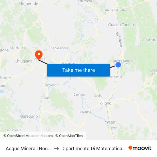 Acque Minerali Nocera Umbra to Dipartimento Di Matematica E Informatica map