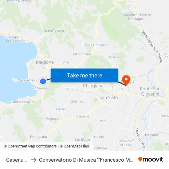 Casenuove to Conservatorio Di Musica ""Francesco Morlacchi"" map