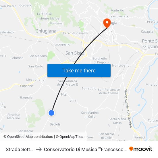 Strada Settevalli to Conservatorio Di Musica ""Francesco Morlacchi"" map