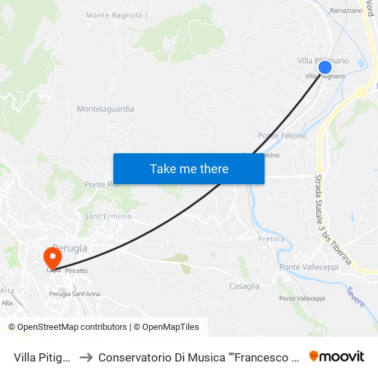 Villa Pitignano to Conservatorio Di Musica ""Francesco Morlacchi"" map