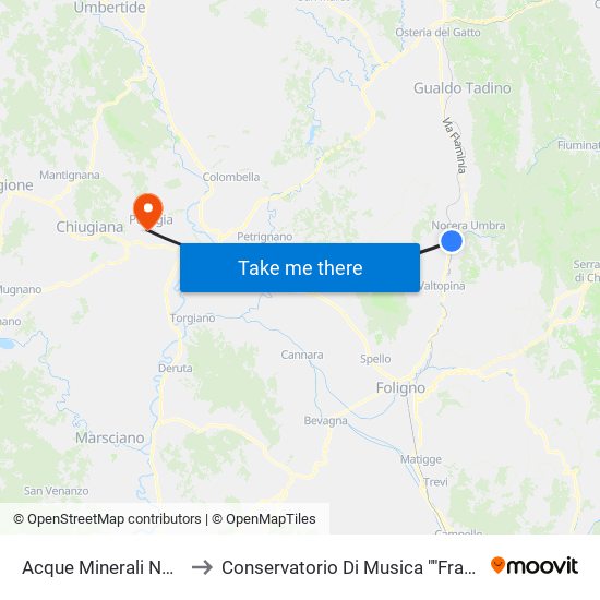 Acque Minerali Nocera Umbra to Conservatorio Di Musica ""Francesco Morlacchi"" map
