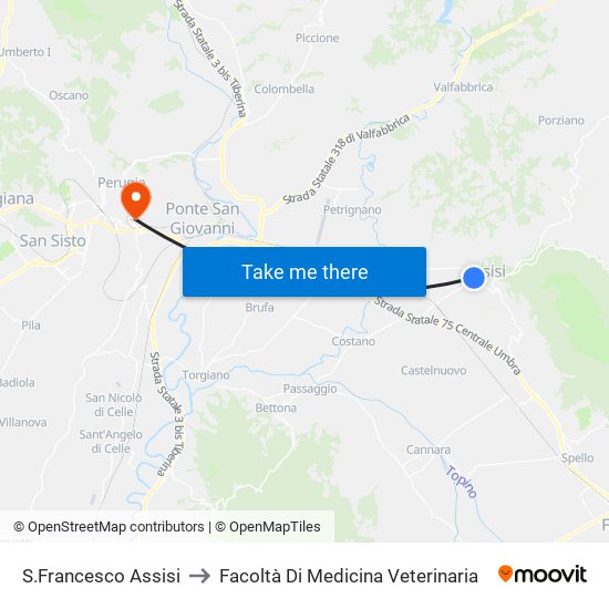 S.Francesco Assisi to Facoltà Di Medicina Veterinaria map