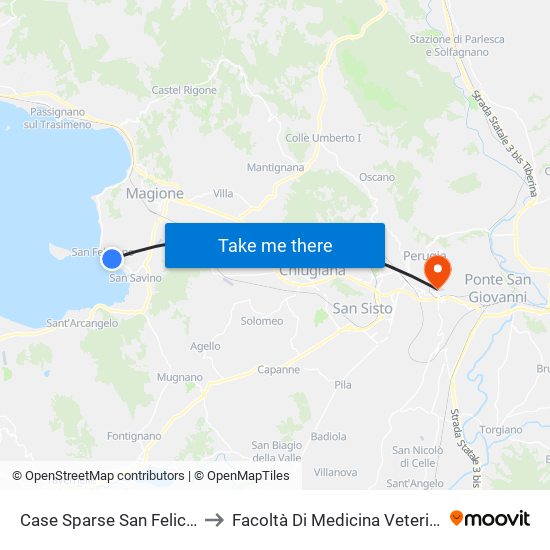Case Sparse San Feliciano to Facoltà Di Medicina Veterinaria map