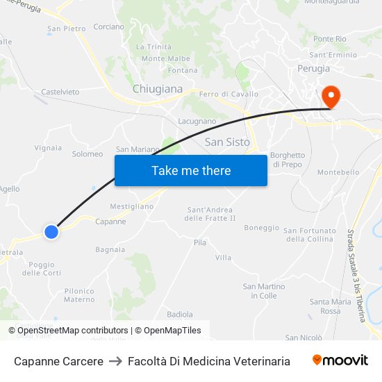 Capanne Carcere to Facoltà Di Medicina Veterinaria map