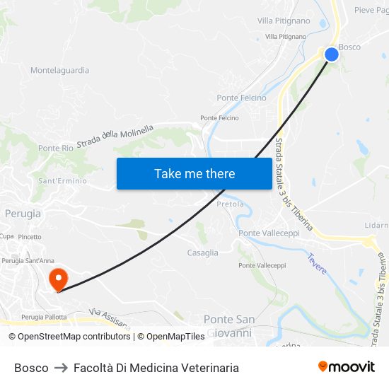 Bosco to Facoltà Di Medicina Veterinaria map