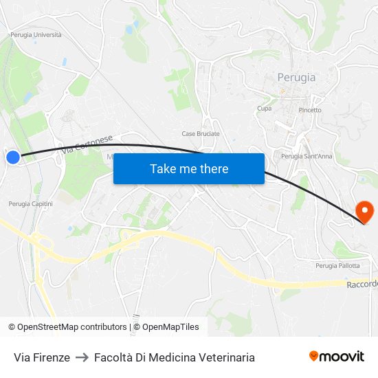 Via Firenze to Facoltà Di Medicina Veterinaria map