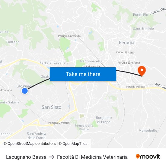 Lacugnano Bassa to Facoltà Di Medicina Veterinaria map