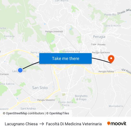 Lacugnano Chiesa to Facoltà Di Medicina Veterinaria map