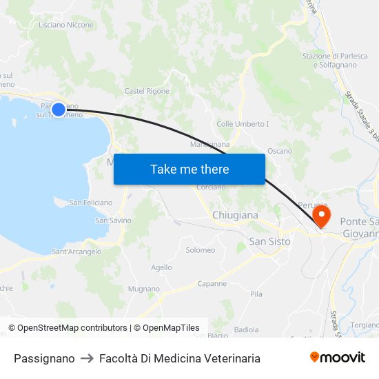 Passignano to Facoltà Di Medicina Veterinaria map