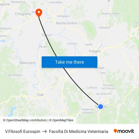 V.Filosofi Eurospin to Facoltà Di Medicina Veterinaria map