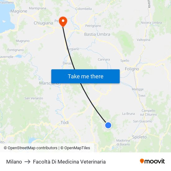 Milano to Facoltà Di Medicina Veterinaria map