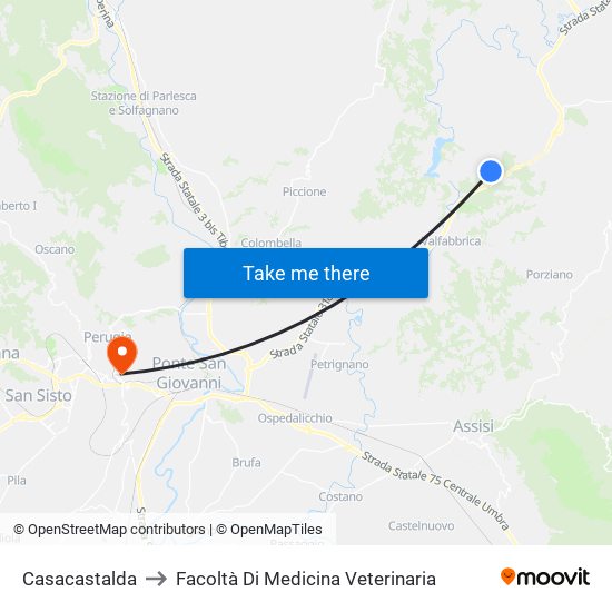 Casacastalda to Facoltà Di Medicina Veterinaria map