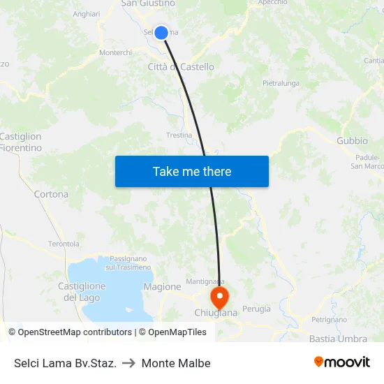 Selci Lama Station Junction to Monte Malbe map