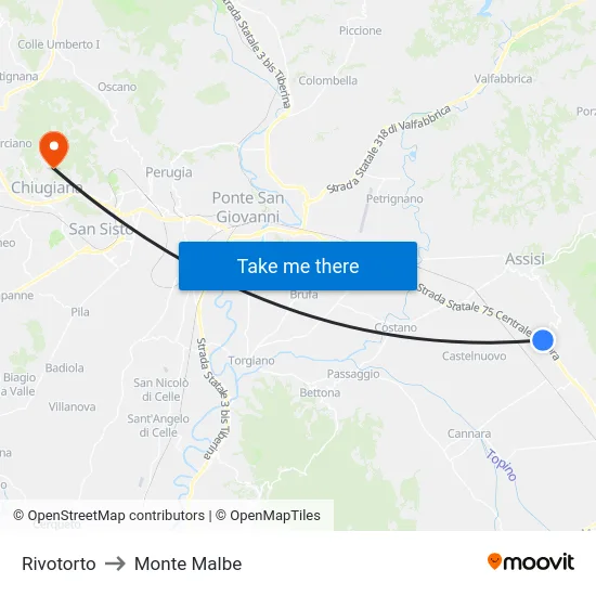 Rivotorto to Monte Malbe map