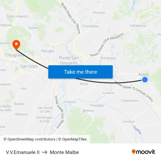 Via Vittorio Emanuele II to Monte Malbe map