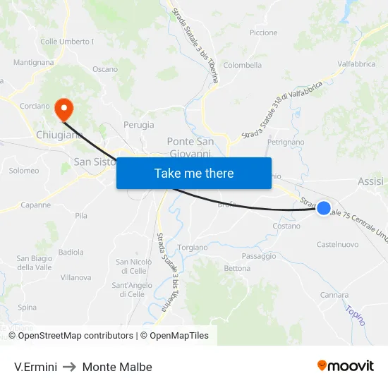 V.Ermini to Monte Malbe map