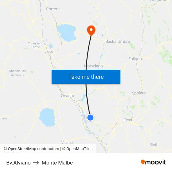 Bv.Alviano to Monte Malbe map