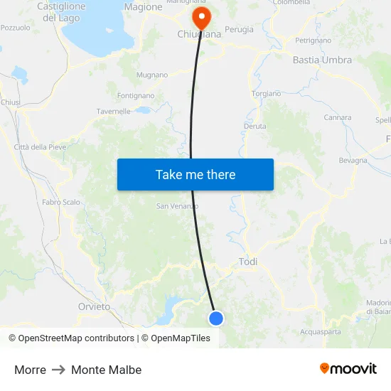 Morre to Monte Malbe map