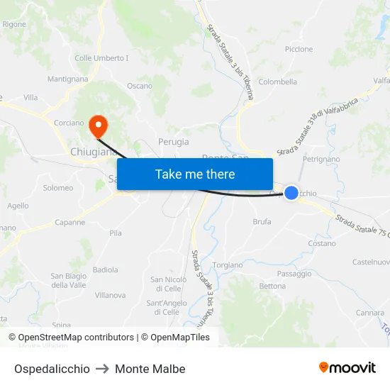 Ospedalicchio to Monte Malbe map