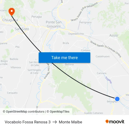 Vocabolo Fossa Renosa 3 to Monte Malbe map