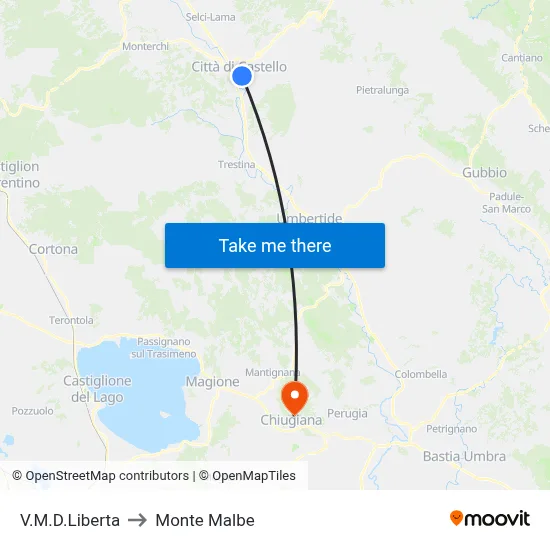 Via M.D. Liberta to Monte Malbe map