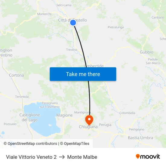 Viale Vittorio Veneto 2 to Monte Malbe map