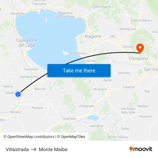 Villastrada to Monte Malbe map